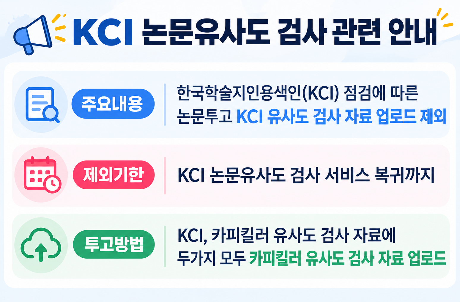 kci 논문유사도 검사 관련 안내